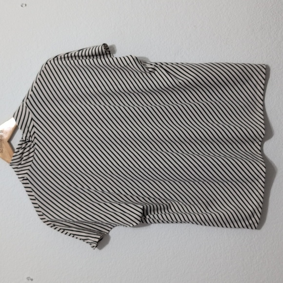 H&M Blouse Striped V-neck Cap Sleeve Work Professional Cream Black Size Large - Picture 7 of 7